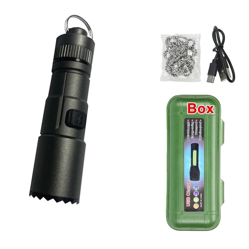 Multifunctional Mini Rechargeable Flashlight With Telescopic Zoom And Keychain Ring 11