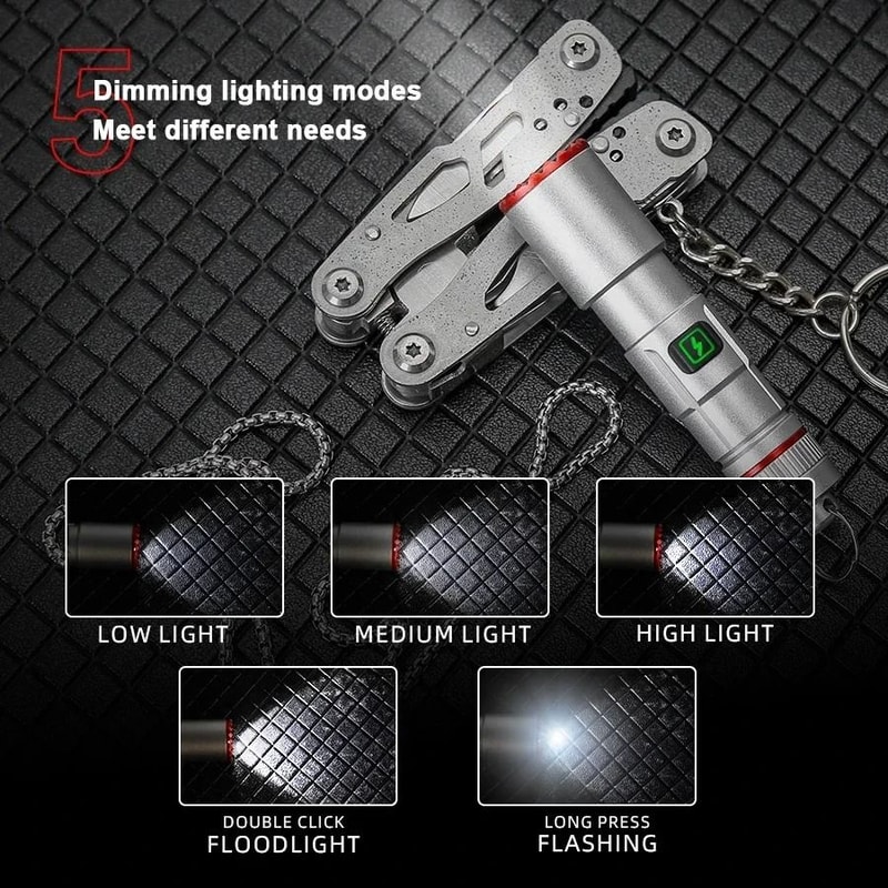 Multifunctional Mini Rechargeable Flashlight With Telescopic Zoom And Keychain Ring 1