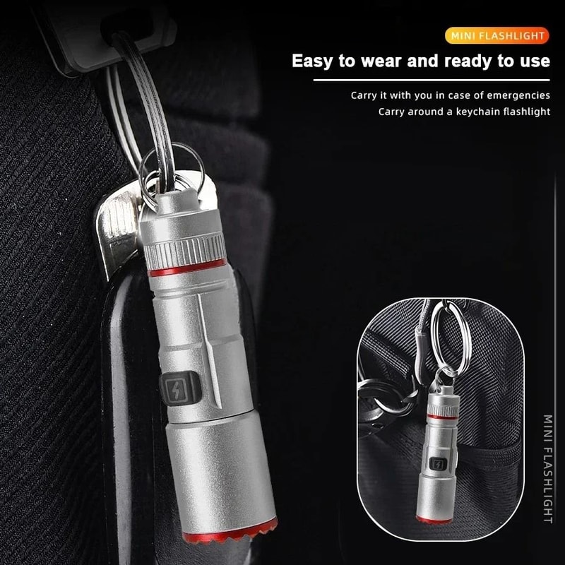 Multifunctional Mini Rechargeable Flashlight With Telescopic Zoom And Keychain Ring 5