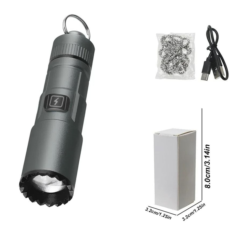 Multifunctional Mini Rechargeable Flashlight With Telescopic Zoom And Keychain Ring 6