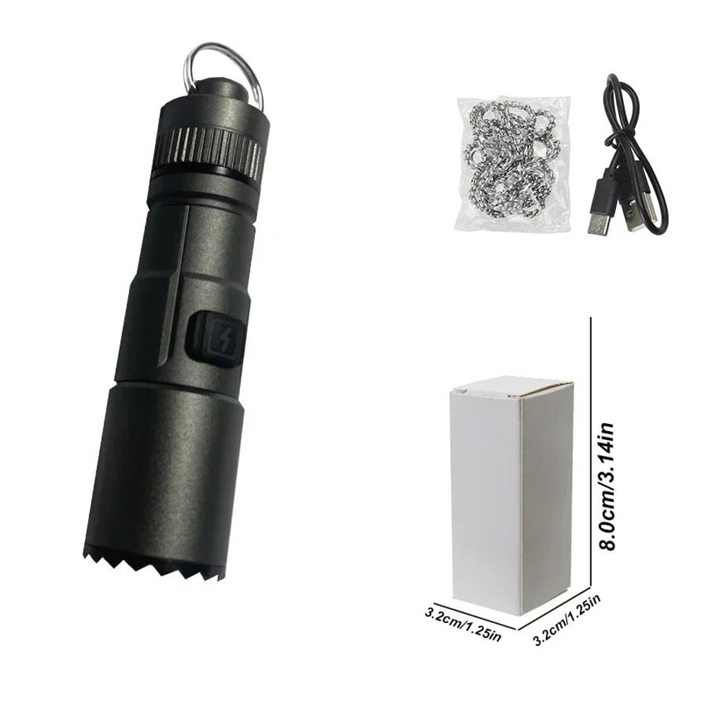 Multifunctional Mini Rechargeable Flashlight With Telescopic Zoom And Keychain Ring 8