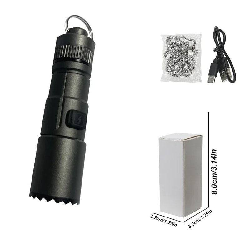 Multifunctional Mini Rechargeable Flashlight With Telescopic Zoom And Keychain Ring 8