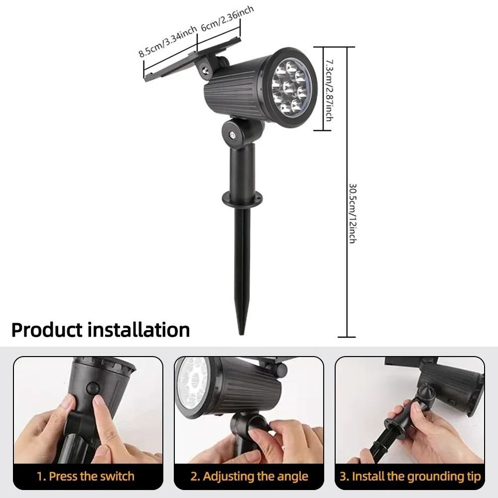 RGB Solar Spotlight Outdoor Garden Light With Adjustable Angle And Ground Stake 4