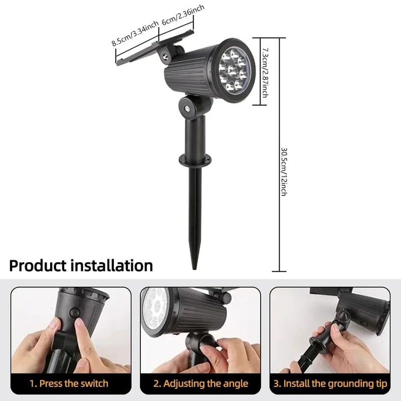 RGB Solar Spotlight Outdoor Garden Light With Adjustable Angle And Ground Stake 4