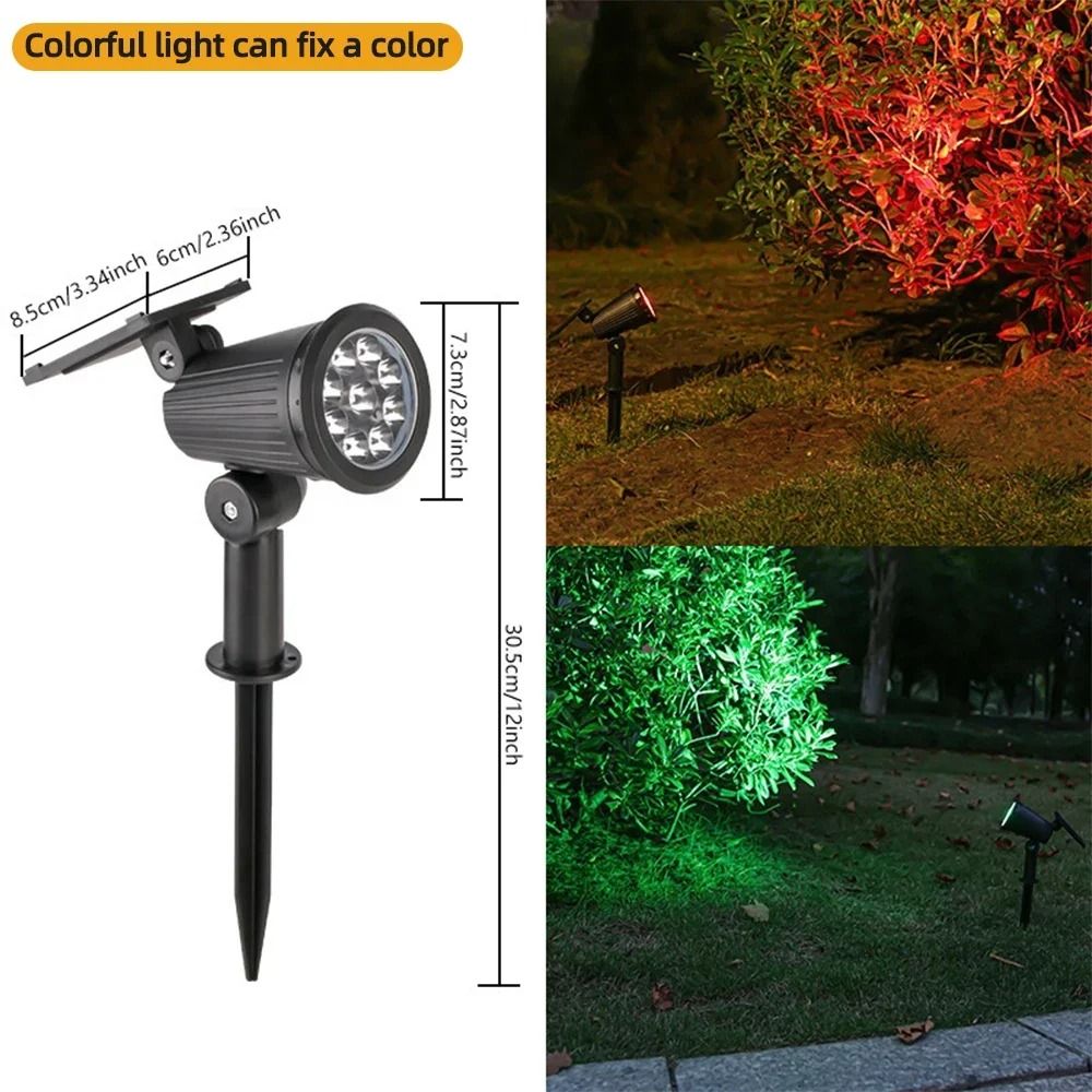 RGB Solar Spotlight Outdoor Garden Light With Adjustable Angle And Ground Stake 7