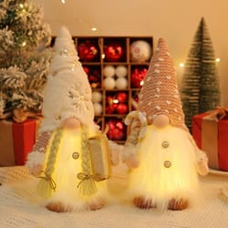 glowing gnome plush christmas decoration with led light