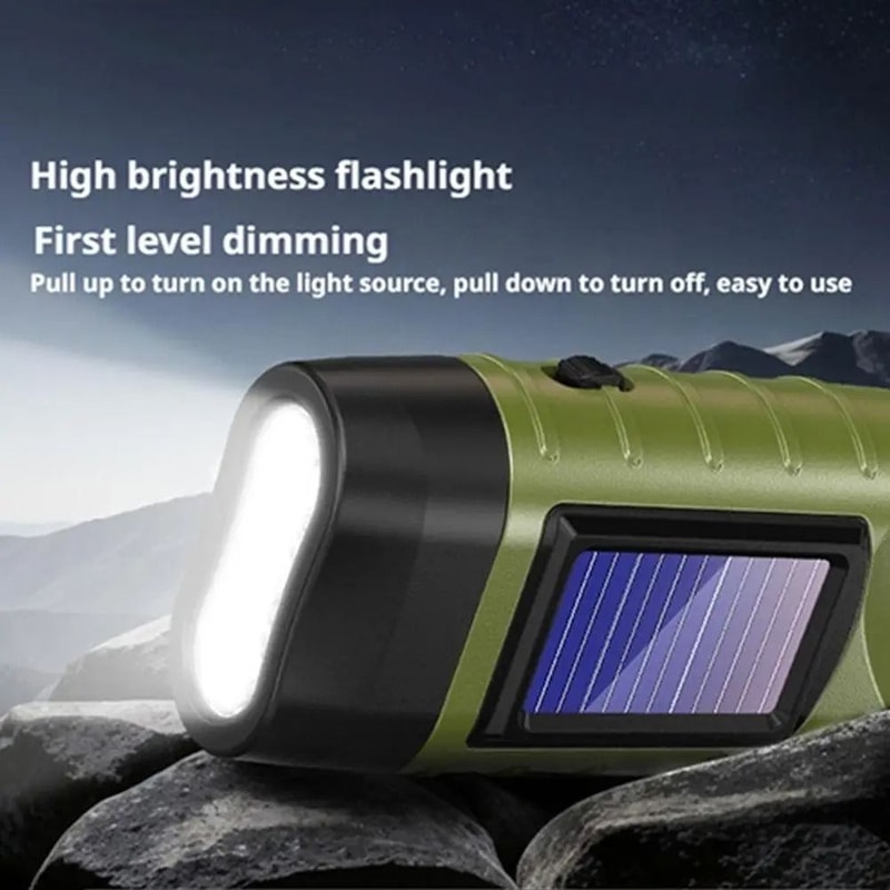 Solar Powered LED Flashlight With Hand Crank For Camping And Emergency Use 1