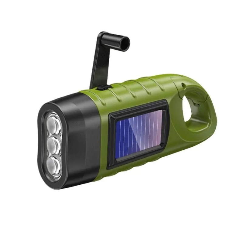 Solar Powered LED Flashlight With Hand Crank For Camping And Emergency Use 6