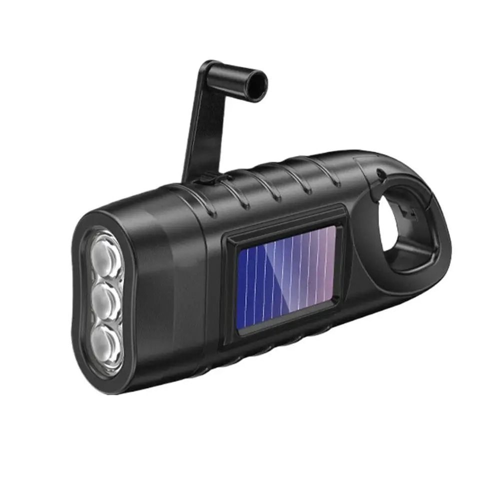 Solar Powered LED Flashlight With Hand Crank For Camping And Emergency Use 7