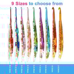 ergonomic aluminum crochet hook set with drip glue handle sizes 2.0 to 6.0 mm