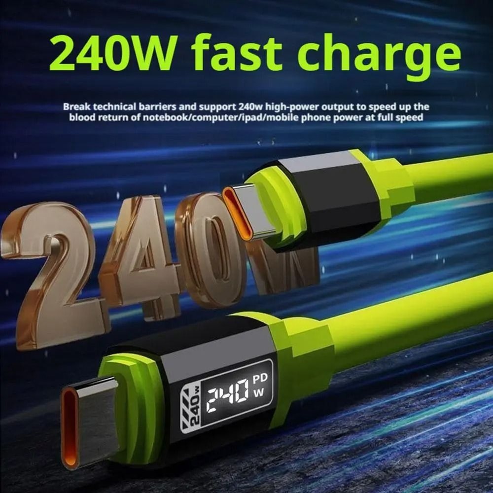 240W USB Type C To Type C Fast Charging Cable For Phones And Devices 5