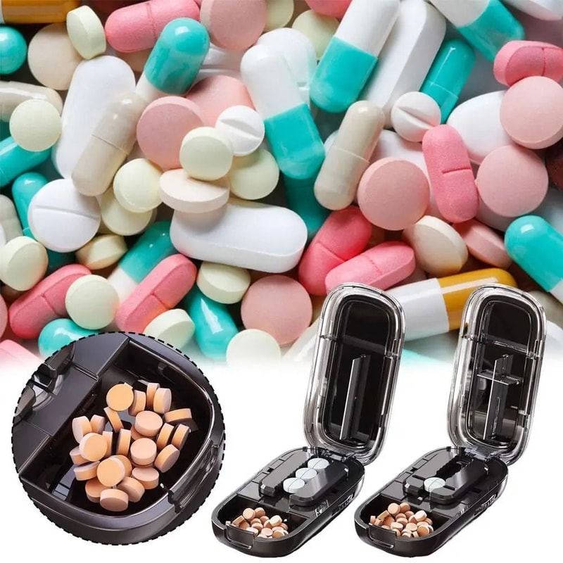 Adjustable Pill Cutter And Crusher With Storage Box For Medication Organization 5