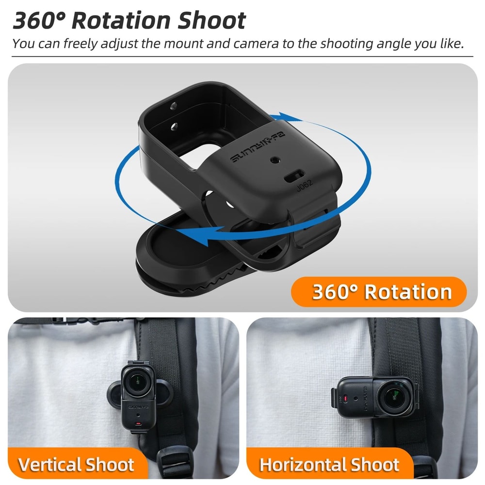 360 Degree Rotating Backpack Clip Mount For DJI Osmo Nano 0