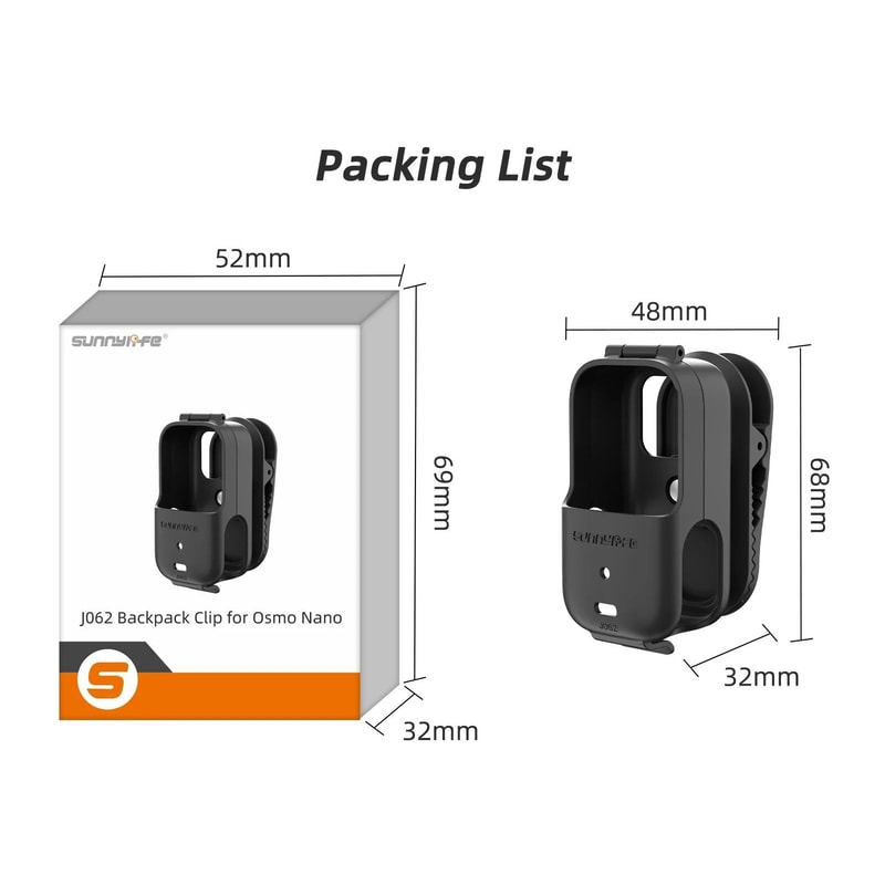 360 Degree Rotating Backpack Clip Mount For DJI Osmo Nano 6