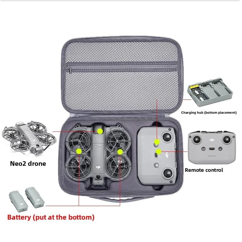 Shockproof Shoulder Carrying Case For DJI Neo 2 With RC N3 And Battery Storage 4