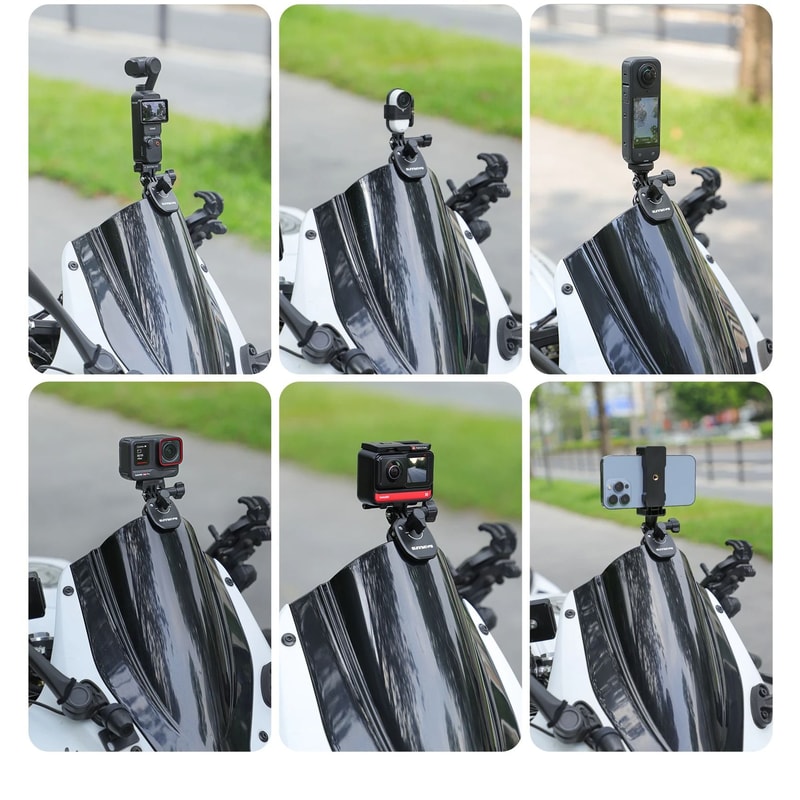 Motorcycle Windshield Mount Aluminum Alloy Clip For DJI Osmo Nano And Action Cameras 1