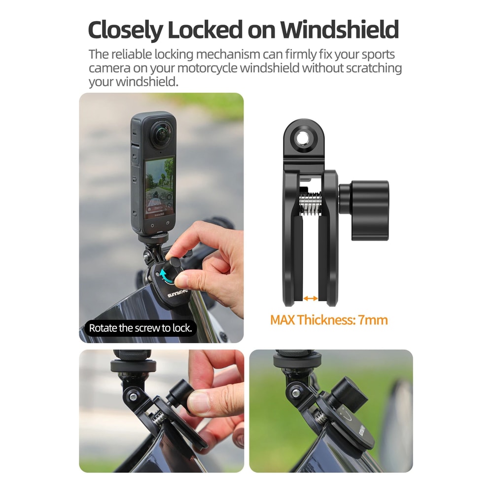 Motorcycle Windshield Mount Aluminum Alloy Clip For DJI Osmo Nano And Action Cameras 5