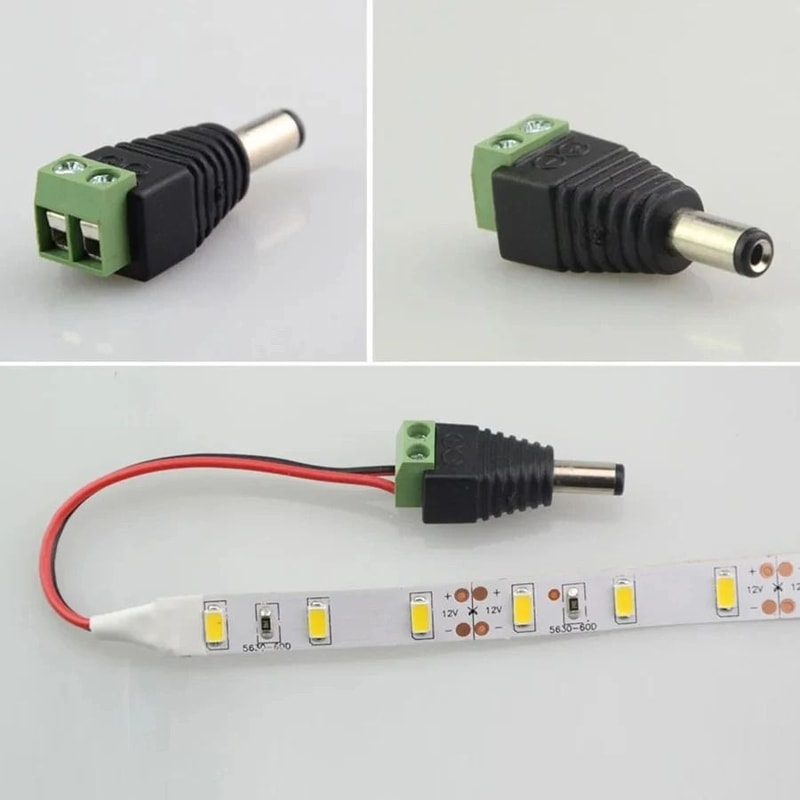 DC 12V Male And Female Power Plug Connector Set 55mm X 21mm 3