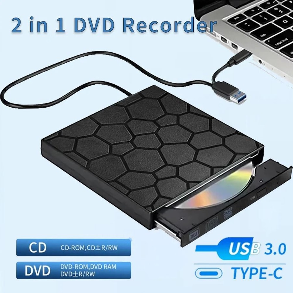 External USB DVD CD Writer Drive USB 30 Type C Portable Optical Disc Reader 0