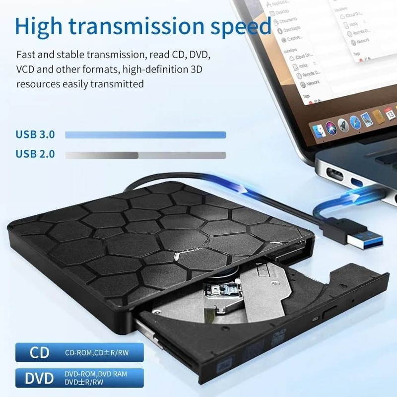 External USB DVD CD Writer Drive USB 30 Type C Portable Optical Disc Reader 1