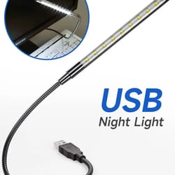 usb led book light with flexible metal neck for reading