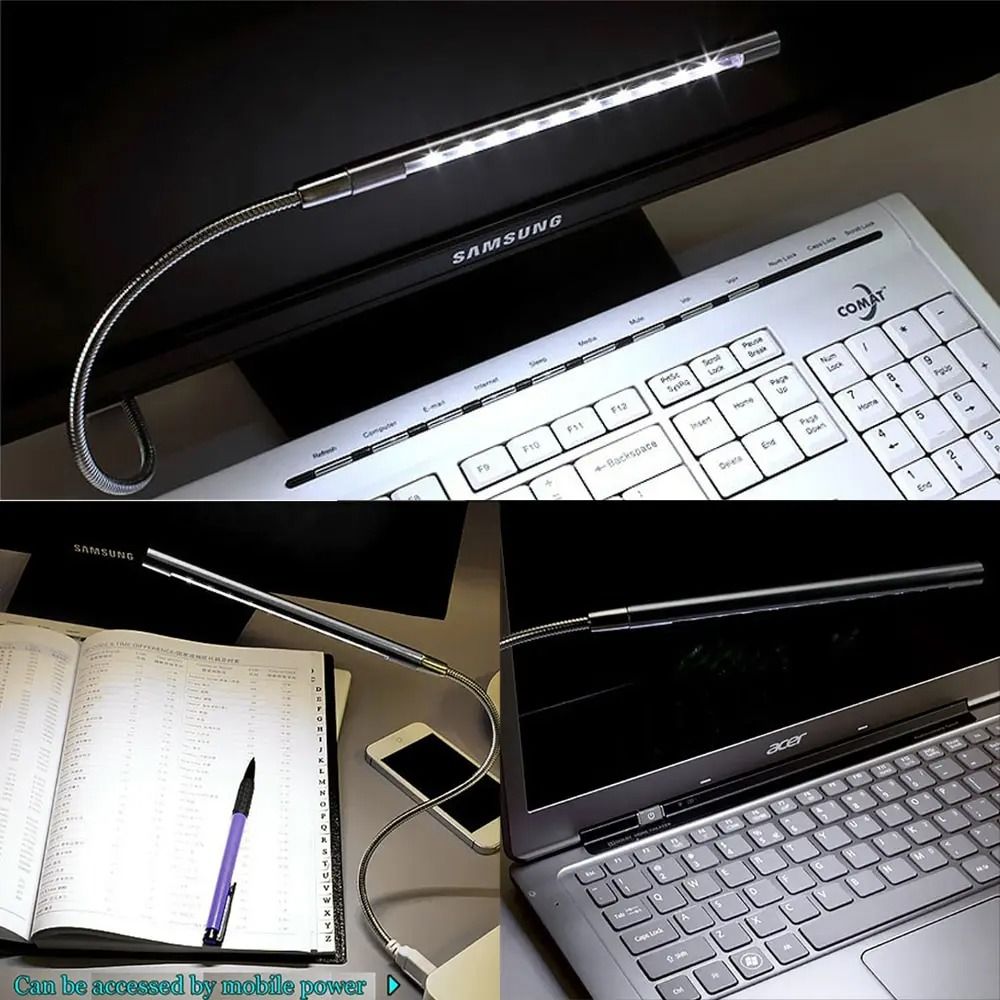 USB LED Book Light With Flexible Metal Neck For Reading 3