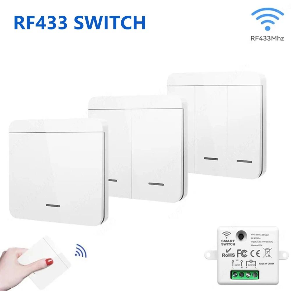 RF 433MHz Wireless Light Switch Receiver And Wall Panel Controller 0