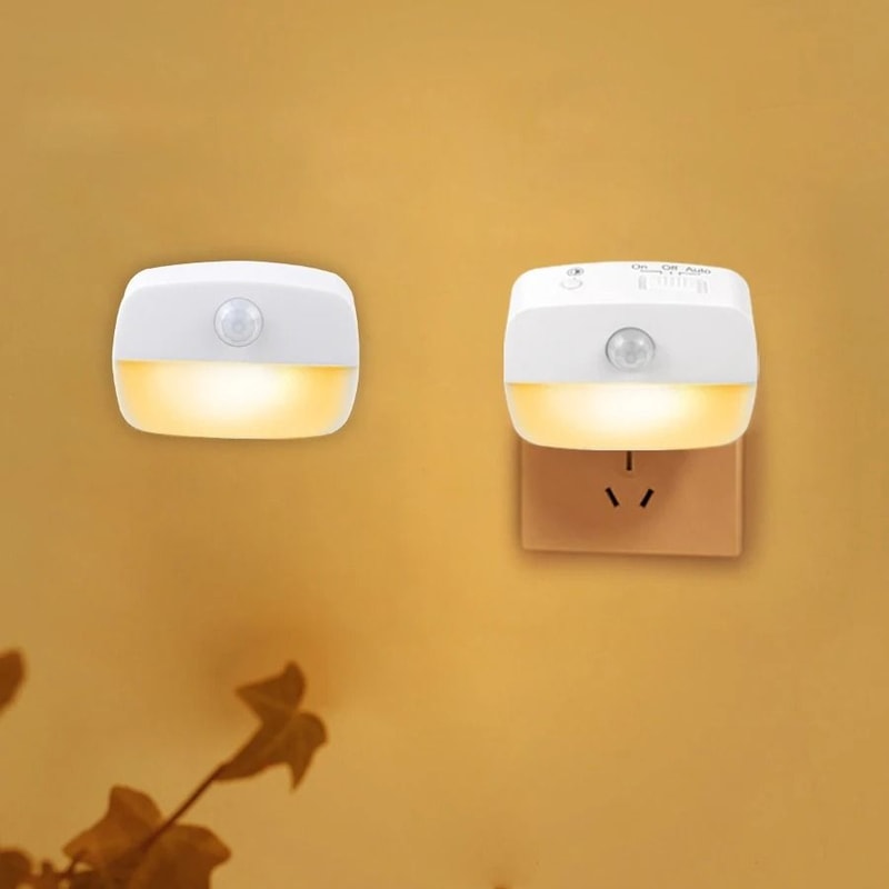 Mini LED Motion Sensor Night Light Plug In With Warm White Glow 1