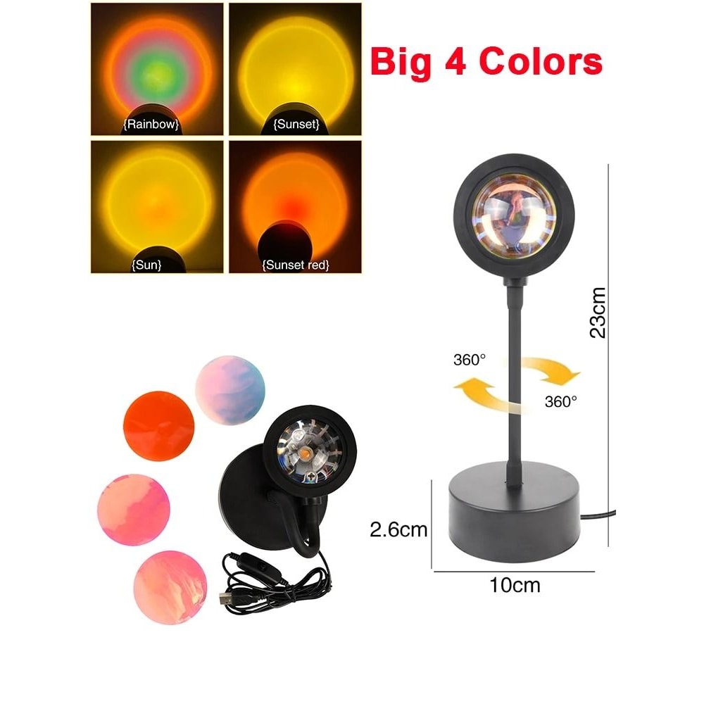 USB Sunset Projector Lamp With Adjustable Head For Mood Lighting 10