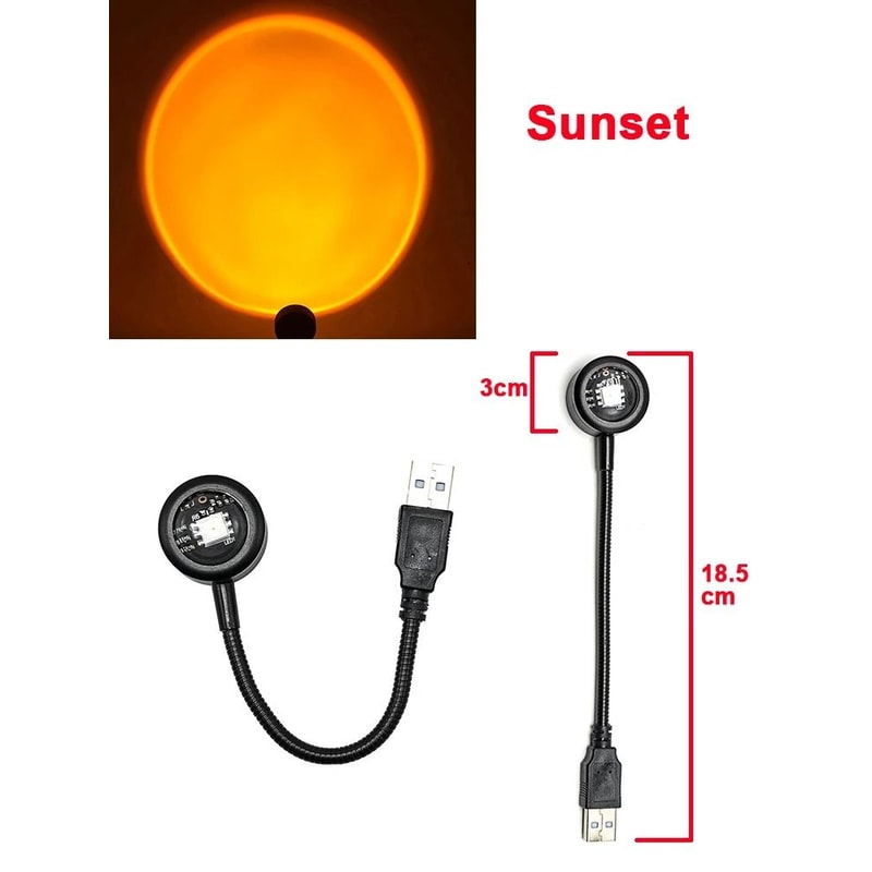 USB Sunset Projector Lamp With Adjustable Head For Mood Lighting 6