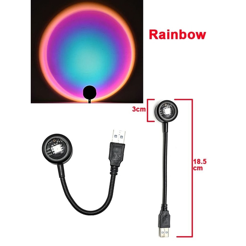 USB Sunset Projector Lamp With Adjustable Head For Mood Lighting 8