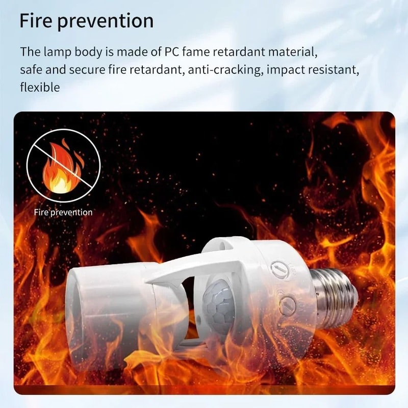 Smart PIR Motion Sensor E27 Bulb Socket Auto On Off Light Switch 4