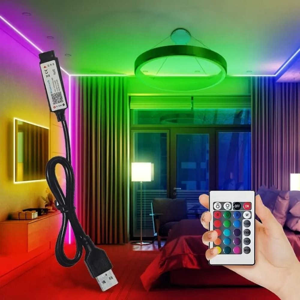 USB RGB LED Strip Light 3 Meter Bluetooth Music Control Backlight 2