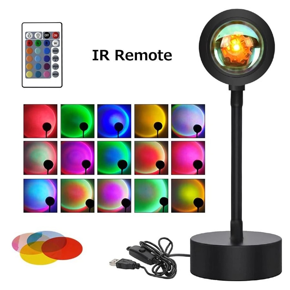 RGB Sunset Projector Lamp 360 Degree Rotating Mood Light With Remote 3