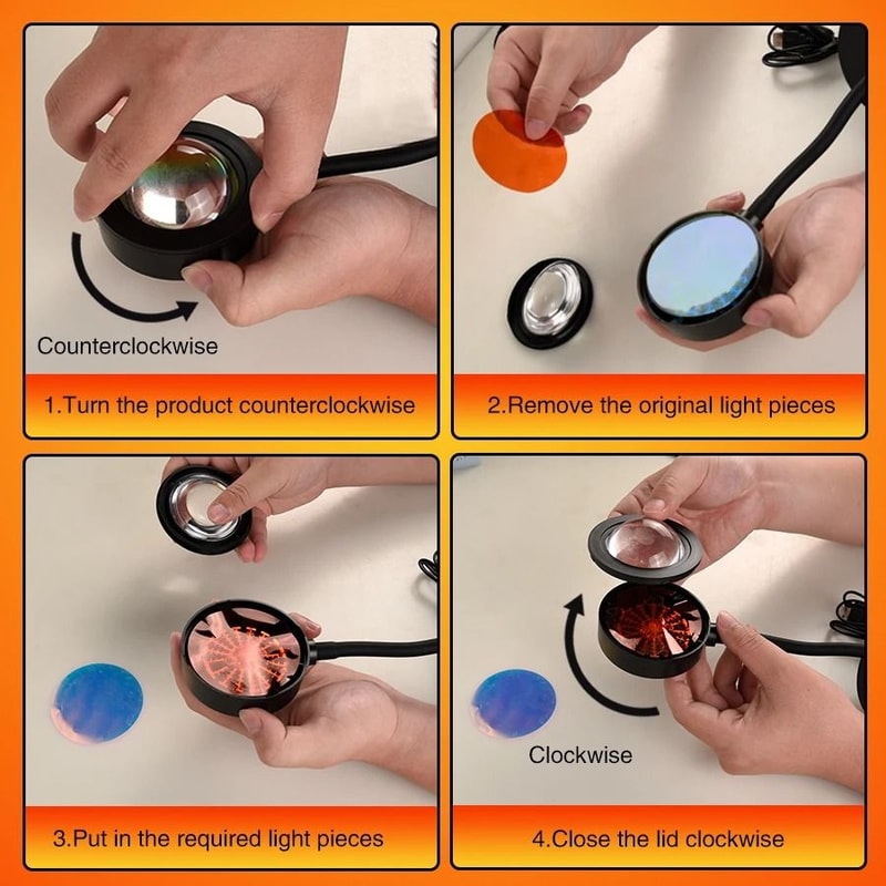 RGB Sunset Projector Lamp 360 Degree Rotating Mood Light With Remote 5