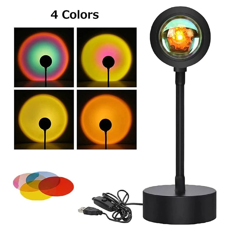 RGB Sunset Projector Lamp 360 Degree Rotating Mood Light With Remote 6
