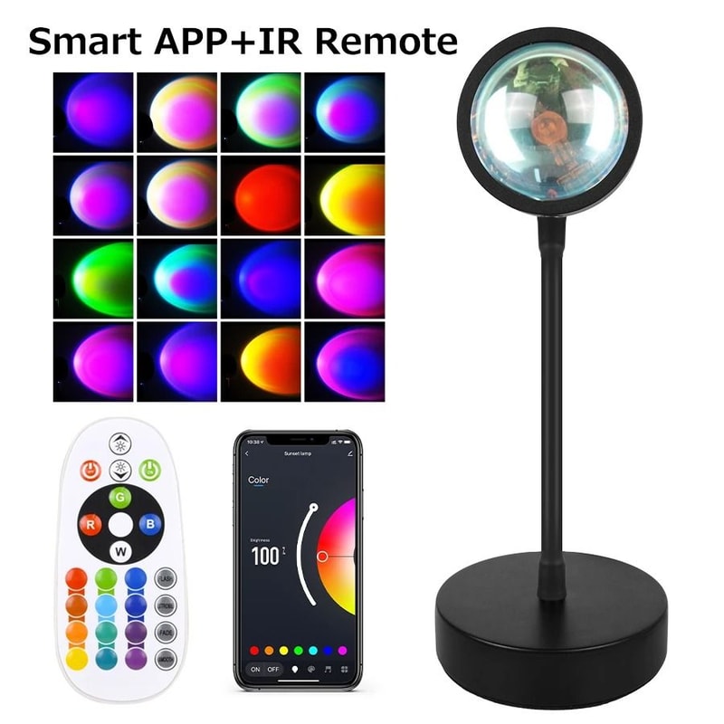 RGB Sunset Projector Lamp 360 Degree Rotating Mood Light With Remote 7