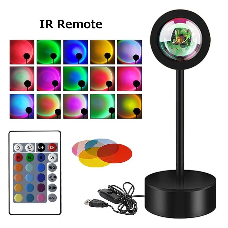 RGB Sunset Projector Lamp 360 Degree Rotating Mood Light With Remote 8