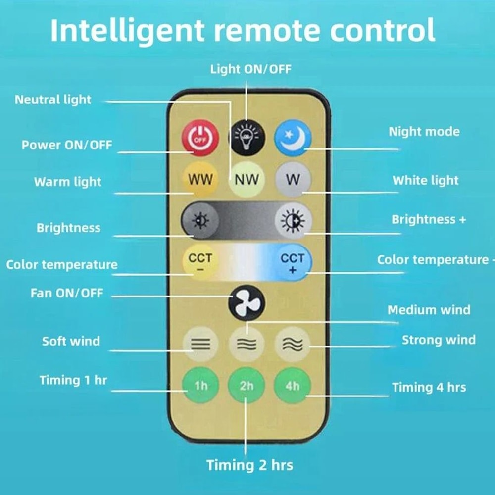 Silent Ceiling Fan With Light E27 Remote Control 30W LED Fan Lamp For Bedroom Kitchen Living Room 4