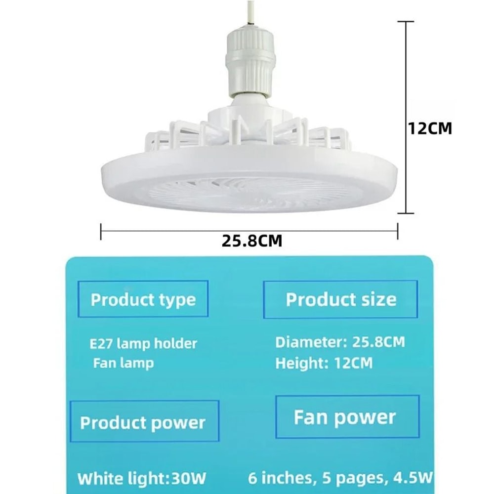 Silent Ceiling Fan With Light E27 Remote Control 30W LED Fan Lamp For Bedroom Kitchen Living Room 5
