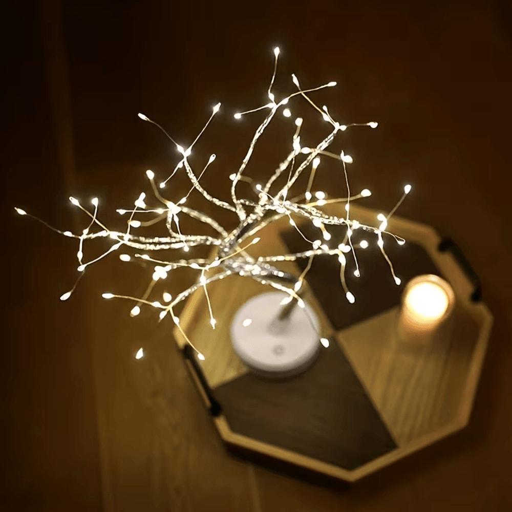 Closeup of the Fairy Light Tree Lamp creating a calm environment