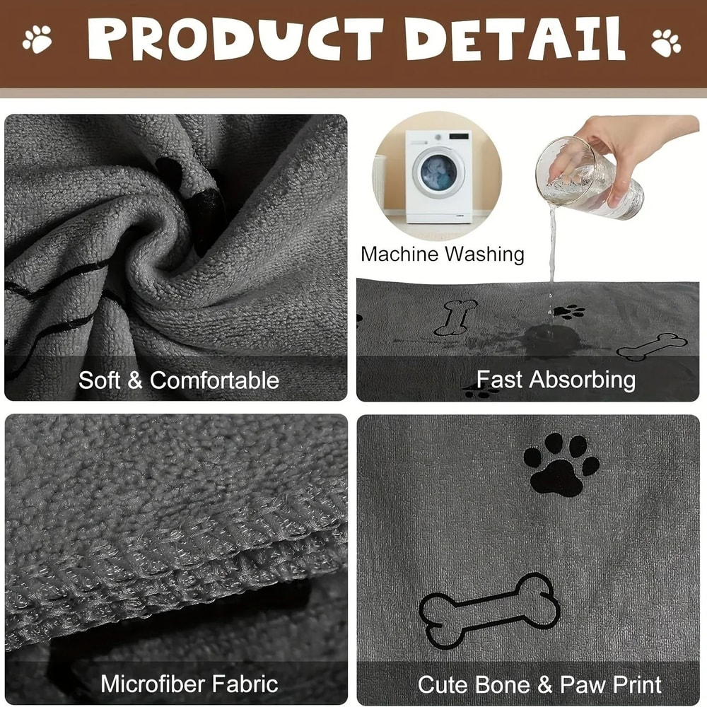 QuickDry Microfiber Pet Bath Towel For Dogs And Cats 2