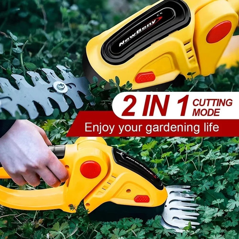 2 In 1 Cordless Electric Hedge Trimmer Rechargeable Handheld Garden Pruning Tool 4