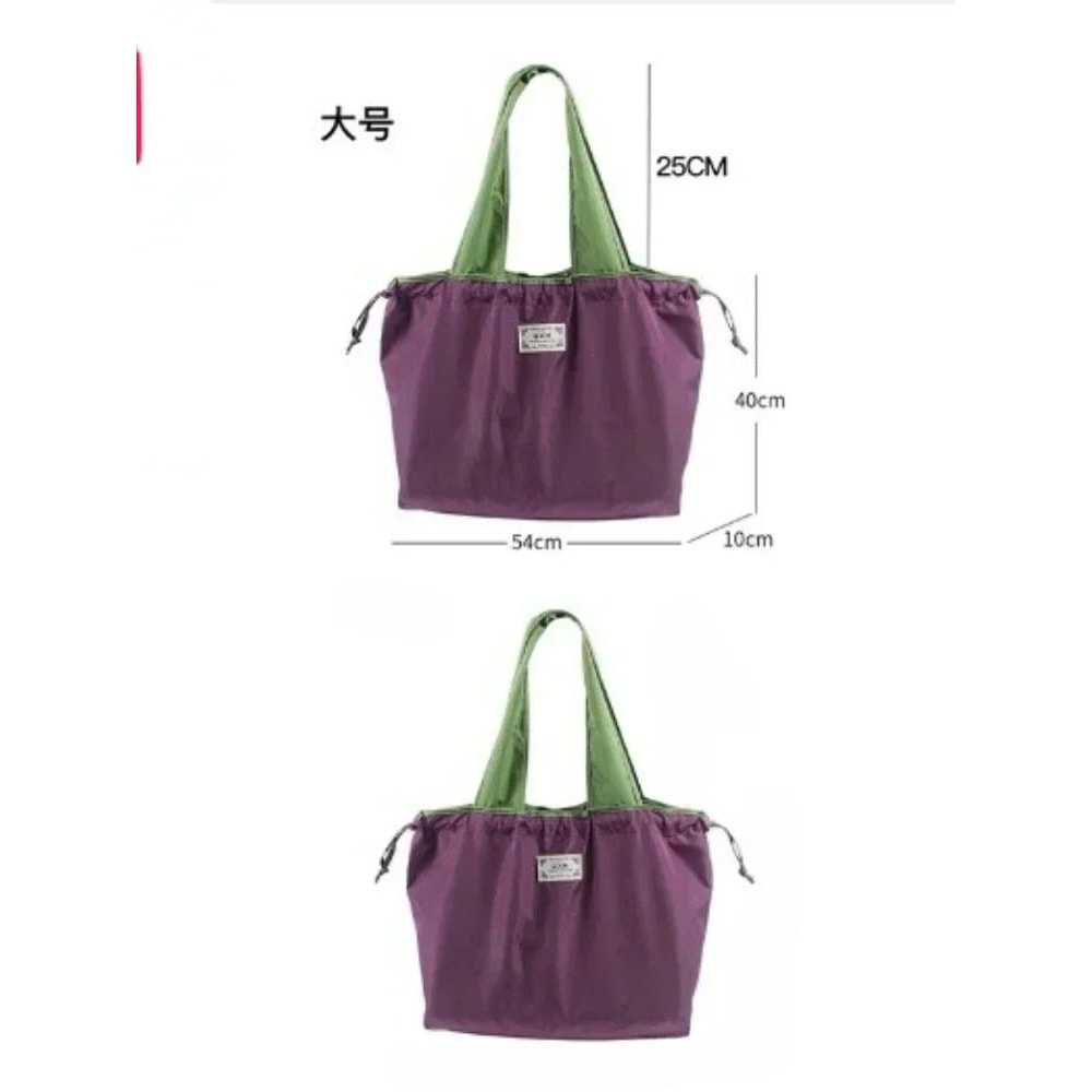 Foldable Eco Friendly Reusable Grocery Shoulder Bag With Drawstring Closure 5