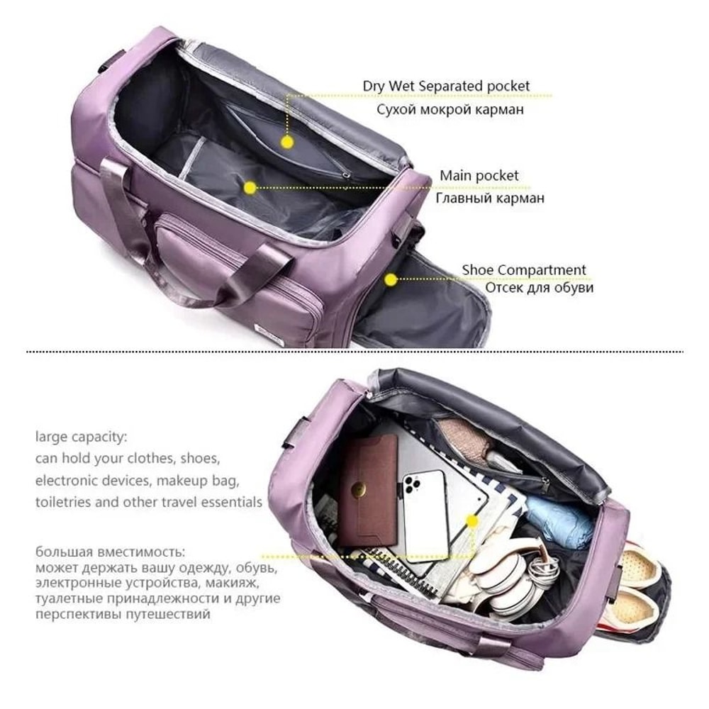 Large Capacity Weekender Travel Duffle Bag With Shoe Compartment For Women 1