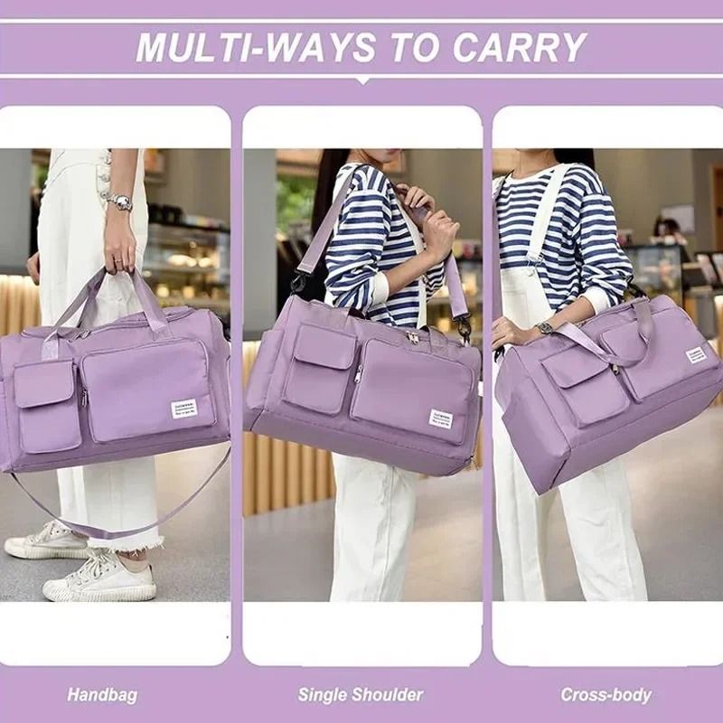 Large Capacity Weekender Travel Duffle Bag With Shoe Compartment For Women 4