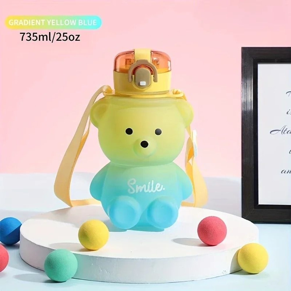 Bear Gradient Cute Large Capacity Straw Water Cup 6