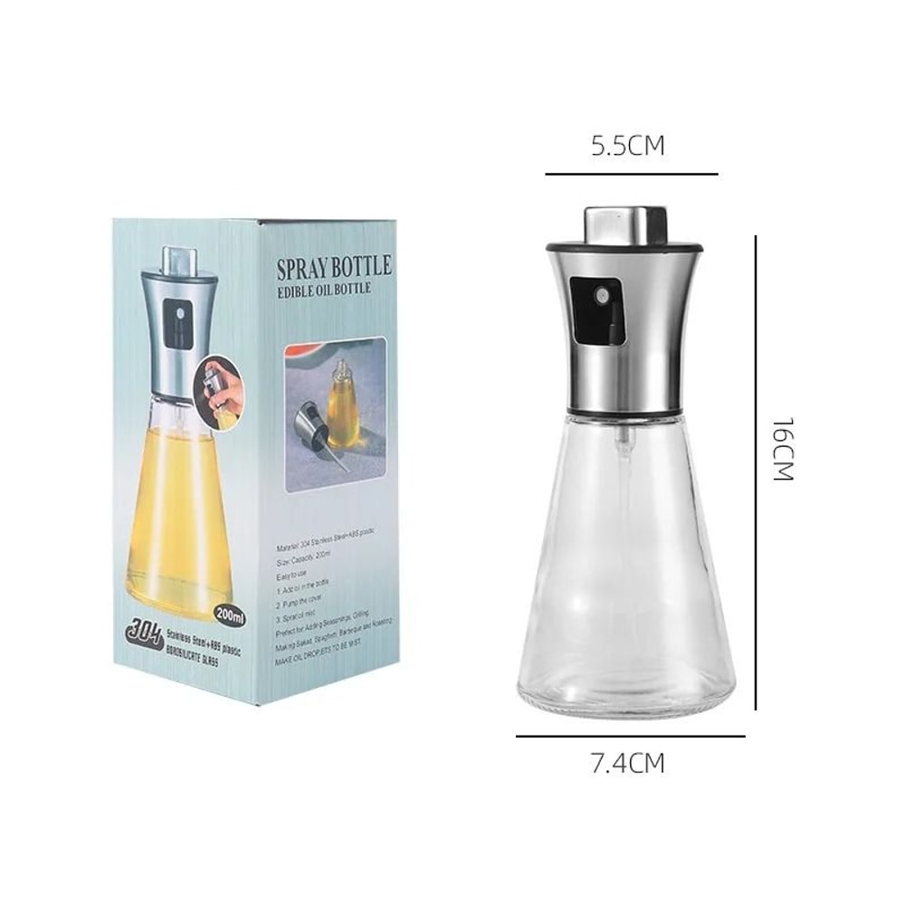 Stainless Steel Kitchen Oil Sprayer Glass Cooking Spray Bottle 200 Ml 2