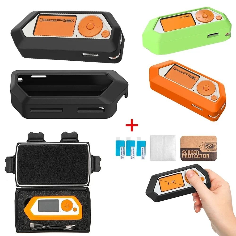 Protective Case Set For Flipper Zero Silicone Hard Case And Screen Protector 1