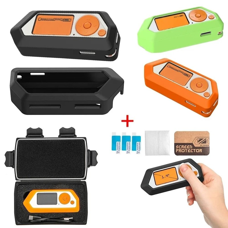 Protective Case Set For Flipper Zero Silicone Hard Case And Screen Protector 1